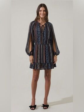 Jessica Simpson Boho Peasant Mini Dress Size M Long Sleeve Fall Festival Vibes